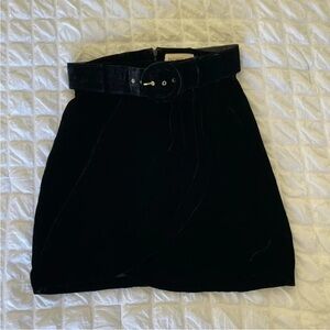 Nicolas black belted velour tulip mini skirt
